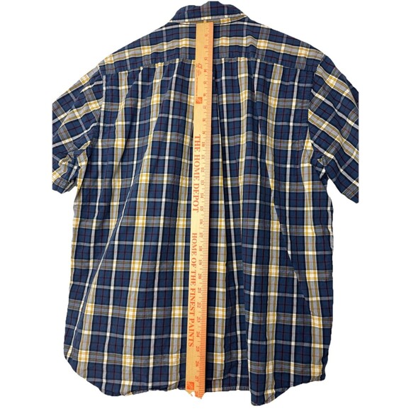 Abercrombie & Fitch Muscle Shirt Button Up Blue Plaid Short Sleeve Mens Size L - Picture 8 of 12